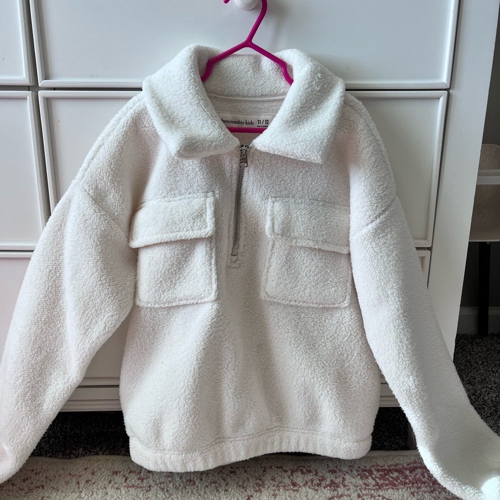 Abercrombie Kids White Sherpa Pullover